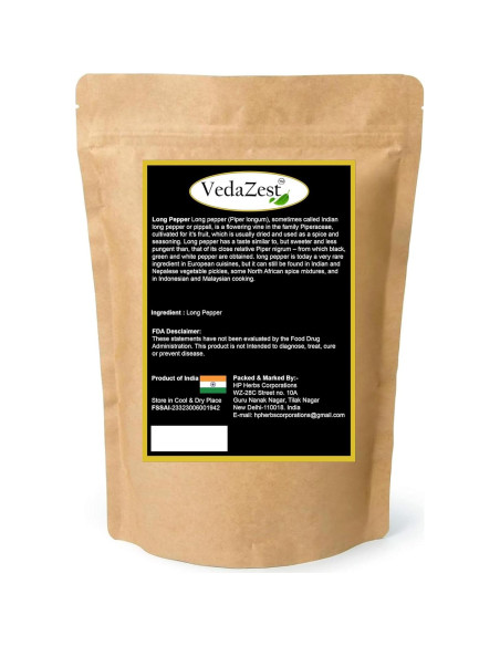 Pimienta Larga VedaZest Entera Piper Longum 100g - Granos Naturales