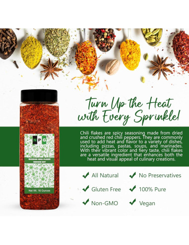 Copos de Chile Sichuan Natural Plus Green 450g - Picante Medio