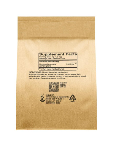 Houttuynia Cordata 227g - Suplemento Herbal Puro Ingredientes Originales