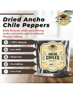 Chiles Ancho Secos 453g Todo Natural - Picante Suave y Dulce 2