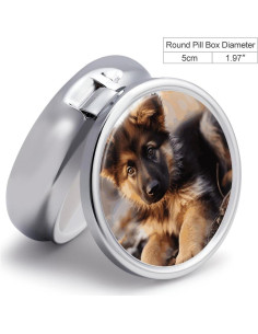 Caja de Pastillas Portátil Cachorro Pastor Alemán 3 Compartimentos 2