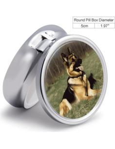 Caja de Pastillas Portátil Perro Pastor Alemán 3 Compartimentos 2