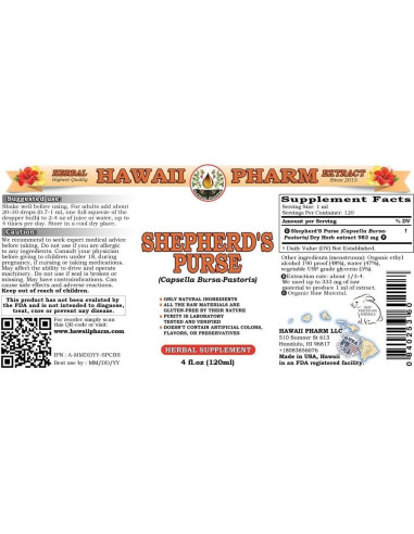 Extracto Líquido de Moneda de Pastor Orgánica Hawaii Pharm 2x118 ml