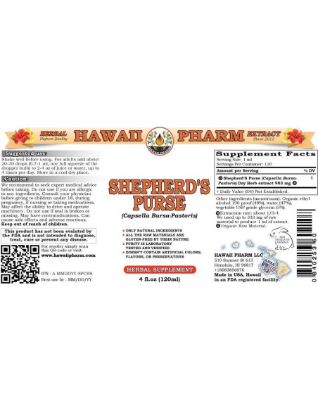 Extracto Líquido de Moneda de Pastor Orgánica Hawaii Pharm 2x118 ml Extracto Líquido de Moneda de Pastor Orgánica Hawaii Pharm 2x118 ml