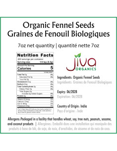 Semillas de Hinojo Orgánicas Jiva 198 g - Vegano, No OGM 2