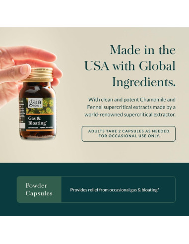 Gaia Herbs Gas & Bloating 50 Cápsulas Veganas - Alivio Digestivo