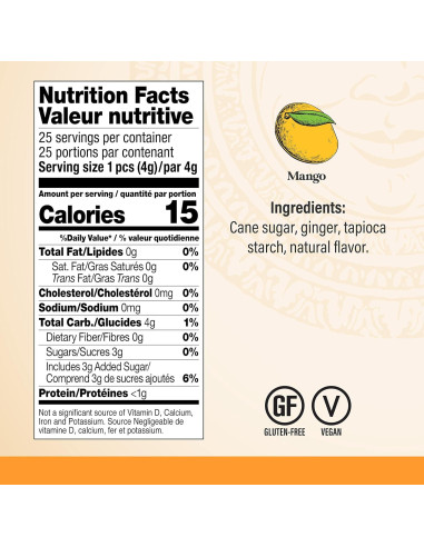 Chimes Chews Jengibre Mango 453g Bolsa Natural