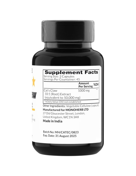 Extracto de Uña de Gato 1000 mg - 90 Cápsulas Vegetarianas