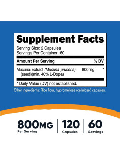 Nutricost Mucuna Pruriens 400mg - 120 Cápsulas Vegetales 2