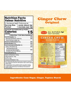 Caramelos de Jengibre Pocas Mango - 340g, Bajas Calorías 2