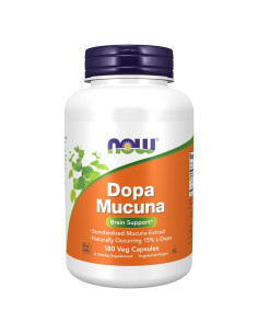 Suplemento DOPA Mucuna NOW Foods 180 Cápsulas Veganas 15% L-Dopa