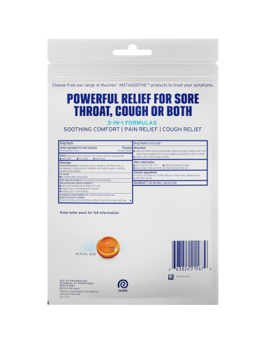 Gotas Mucinex Instasoothe Alivio Garganta Sore Miel 40 ct