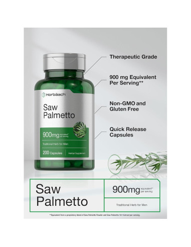 Extracto de Saw Palmetto Horbaach 900mg 200 Cápsulas Sin OGM