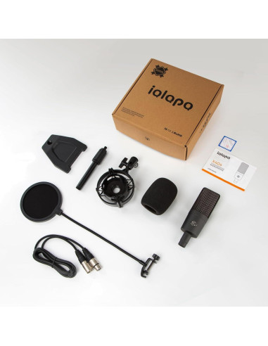 Micrófono XLR iQlQPQ con Soporte y Filtro Antipop