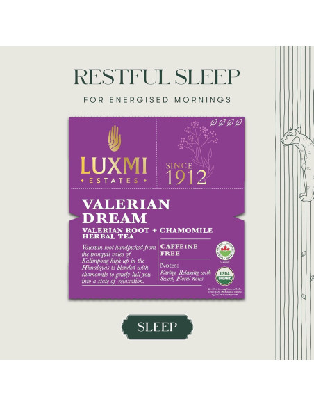 Té de raíz de valeriana orgánico Luxmi Estates 25 bolsas Té de raíz de valeriana orgánico Luxmi Estates 25 bolsas