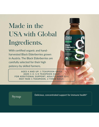 Jarabe de Saúco Negro Gaia Herbs 89 ml - Suplemento Inmunológico