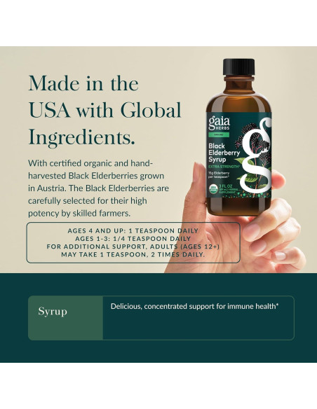 Jarabe de Saúco Negro Gaia Herbs 89 ml - Suplemento Inmunológico