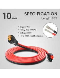 Cable de extensión XT60 hembra a Anderson 10AWG 45A 182cm 2