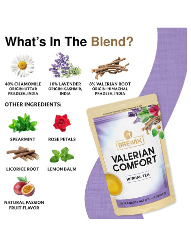 Té de Comfort de Valeriana Brewix - 25 Bolsitas Sin Cafeína