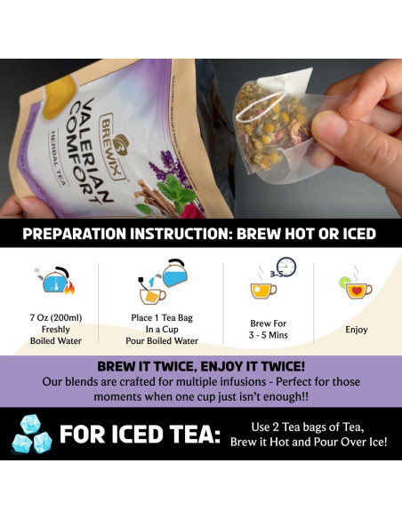 Té de Comfort de Valeriana Brewix - 25 Bolsitas Sin Cafeína