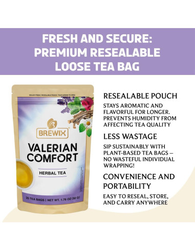 Té de Comfort de Valeriana Brewix - 25 Bolsitas Sin Cafeína