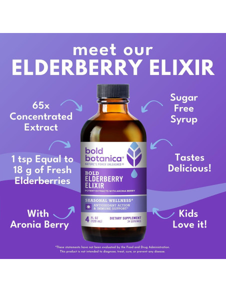 Elixir de Saúco Bold Botanica 118 ml - Sin Azúcar - Inmunológico