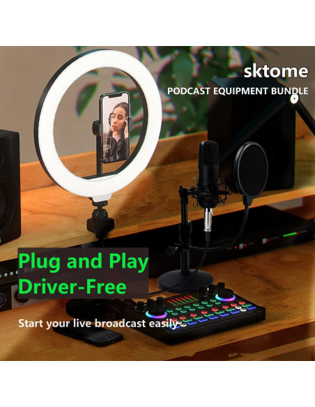 Paquete de Podcast SKTOME M300-ZM01 Micrófono XLR 48V