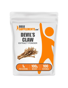 Polvo de Extracto de Garra del Diablo BulkSupplements 100g Vegano