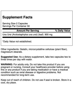 Suplemento de Hoja de Uva Ursi Swanson 450 mg 100 Cápsulas 2