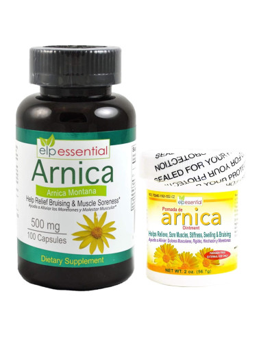 Arnica Montana 500mg 100 Cápsulas + Ungüento 60g Essential Products