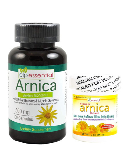 Arnica Montana 500mg 100 Cápsulas + Ungüento 60g Essential Products