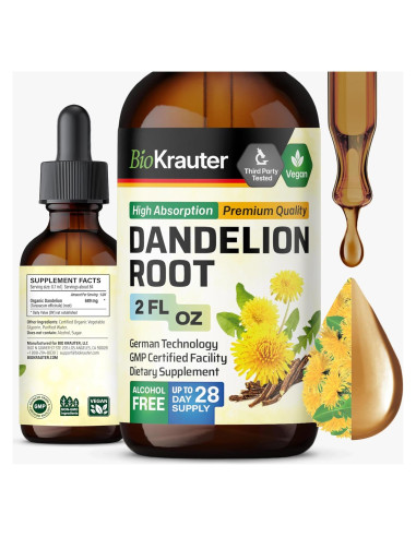 Extracto de Raíz de Diente de León BioKrauter 59.15 ml - Vegano y Sin Alcohol