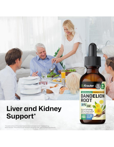 Extracto de Raíz de Diente de León BioKrauter 59.15 ml - Vegano y Sin Alcohol