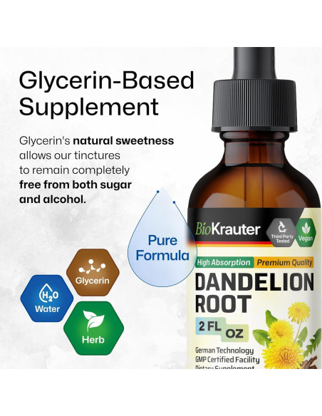 Extracto de Raíz de Diente de León BioKrauter 59.15 ml - Vegano y Sin Alcohol