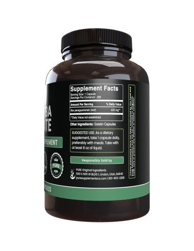 Cápsulas de Yerba Mate Ingredientes Originales Puros 365 Unidades