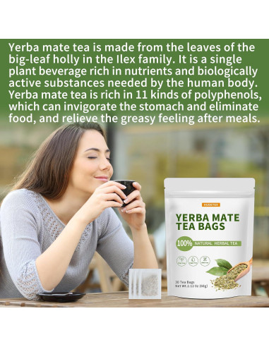 Té de Yerba Mate Naturals 30 Bolsitas Ecológicas 100% Argentina