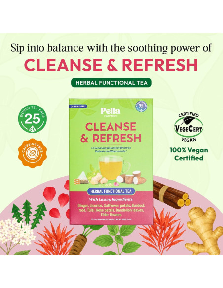 Té de hierbas Pella Nutrition con jengibre y diente de león - 25 bolsas Té de hierbas Pella Nutrition con jengibre y diente de león - 25 bolsas