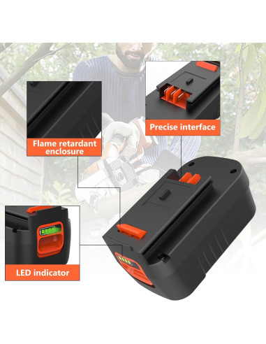 Paquete 2 Baterías Litio 18V 6.5Ah YABELLE para Black Decker