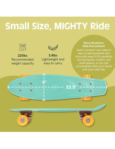 Skateboard Retrospec Quip 22.5" Verde Mar Completo 2