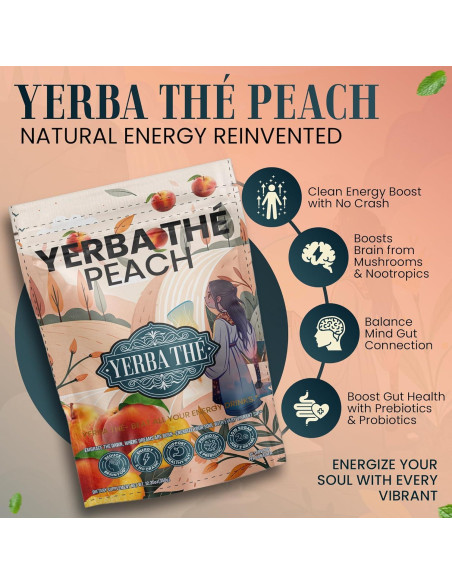 Polvo de Té de Yerba Mate Diosa Antigua 350g Sabor Durazno