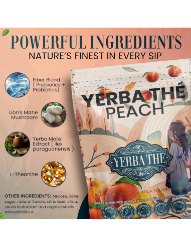 Polvo de Té de Yerba Mate Diosa Antigua 350g Sabor Durazno