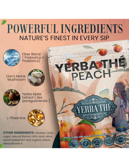 Polvo de Té de Yerba Mate Diosa Antigua 350g Sabor Durazno