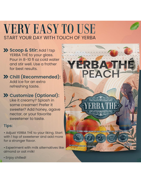 Polvo de Té de Yerba Mate Diosa Antigua 350g Sabor Durazno