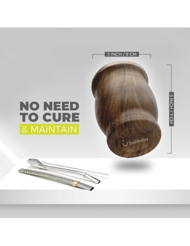 Conjunto de Mate BALIBETOV - Taza de Acero Inoxidable Doble Pared