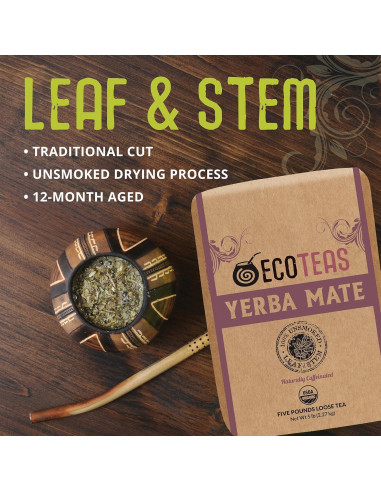 Té de Yerba Mate Orgánico EcoTeas 2.27 kg - Detox Natural