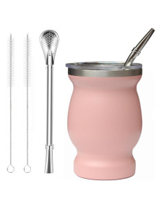 Taza de Yerba Mate Beruth 240ml Acero Inoxidable Rosa