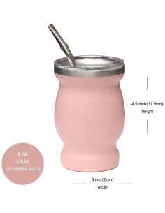 Taza de Yerba Mate Beruth 240ml Acero Inoxidable Rosa 2