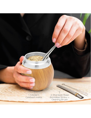 Juego de Yerba Mate Balibetov - Acero Inoxidable 4 Piezas