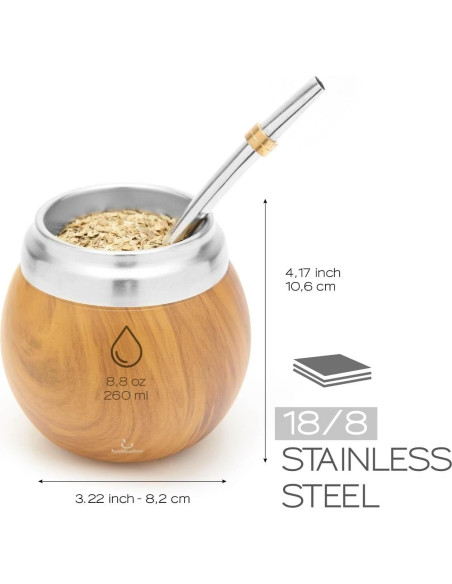 Juego de Yerba Mate Balibetov - Acero Inoxidable 4 Piezas