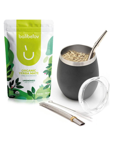 Kit de Mate BALIBETOV con Taza de Acero Inoxidable 227ml